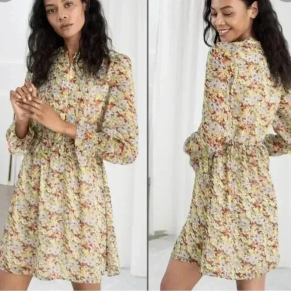 Paris Atelier & Other Stories Foral Bib Dress Size 2 - Picture 1 of 16